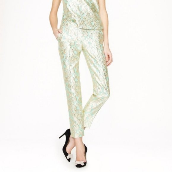 J Crew Collection Gilded Brocade Cafe Capri Pant - Picture 1 of 4
